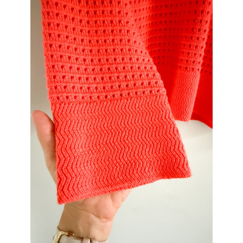 Alice Walk | Cotton Cashmere Crochet Pullover Sweater Papaya | Sz XS - Picture 4 of 10
